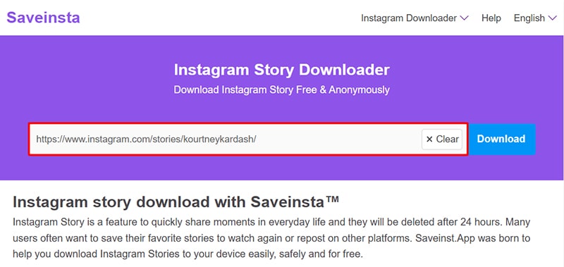 Paste the Link into Saveinsta™